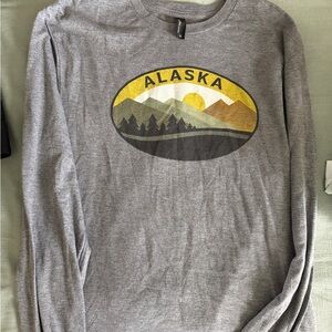 Gray Long Sleeve Tee with Alaska Graphic